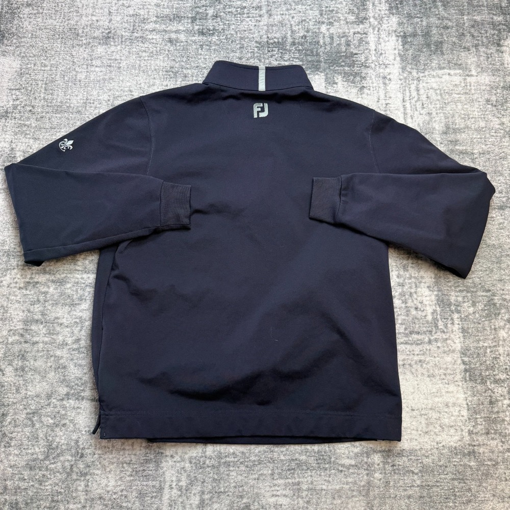 FootJoy Sweater Mens Medium 1/4 Zip Pullover Golf Navy Blue Pique Knit Fleece - Picture 5 of 10